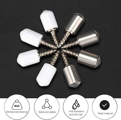 Miniatura 7 de Qrity 24 clavijas de estante, clavos de soporte para estante, pasadores de soporte de estantería, soporte de armario con cubierta antideslizante