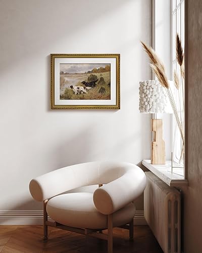 Miniatura 2 de ARPEOTCY - Arte de pared grande con marco dorado antiguo, pinturas retro de paisaje con río, obra de arte en lienzo, estilo victoriano, para