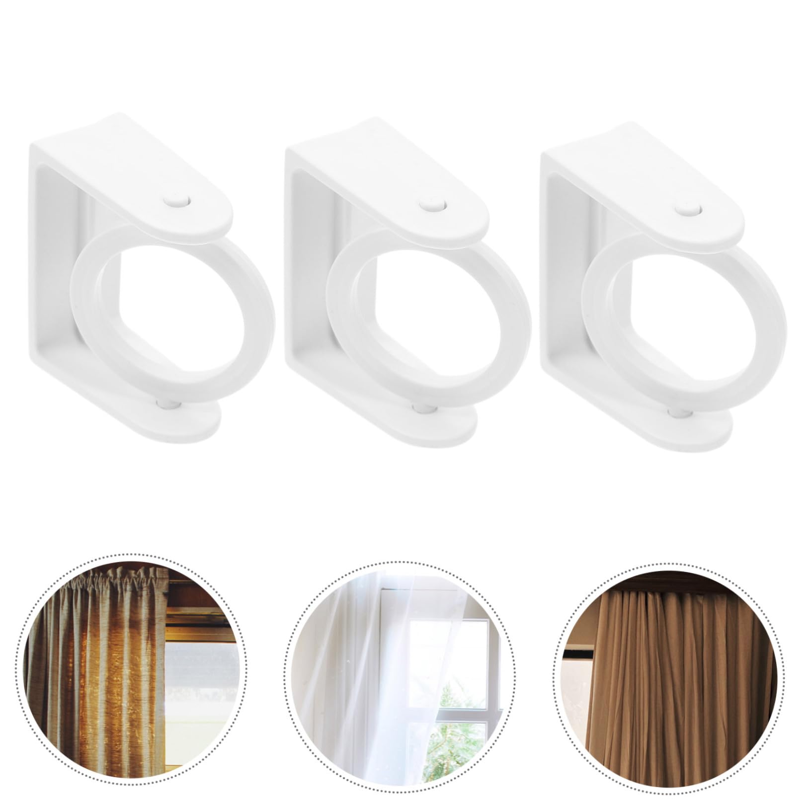 Lot de 6 crochets adhésifs sans perçage pour tringle à rideaux – Supports rotatifs pour tringles de douche, cuisine, salle de bain – Installation facile et robustes solutions peu encombrantes