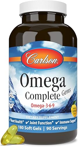 Miniatura 5 de Carlson - Omega Complete Gems Omega-3-6-9 Wild Capaught Sustainably Sourced Heart Health Joint Function  Immune Support 180 cápsulas blandas
