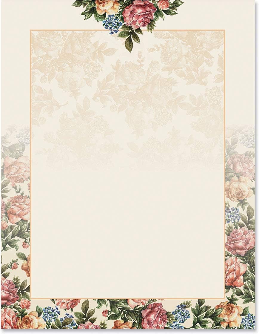 PaperDirect Striking Victorian Rose Flowers Spring Invite Special Event Theme Paper Stationery, Border Paper, Letterhead 8.5 x 11, 100 sheets, Elegant Premium Writing Paper, Decorative Printer Paper