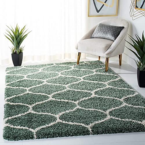 Image of Handwoven Microfibre 3D Rug for Living Room (Light Green & Ivory Moroccan, 6 X 6 Feet (Square), Microfibre)