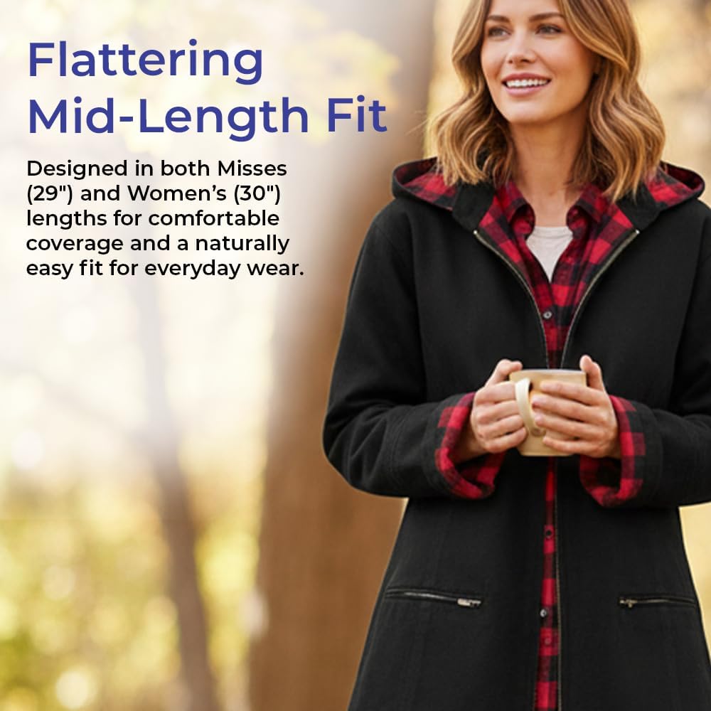 SAGEFINDS Women’s Black Denim Jacket with Detachable Hood and Flannel Lining - Image 7