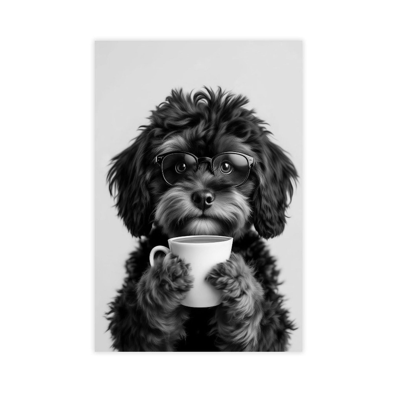 NCUDANK Cavapoo And Coffee Canvas Poster Wall Art Decor Print Picture Paintings for Living Room Bedroom Decoration 08x12inch(20x30cm)