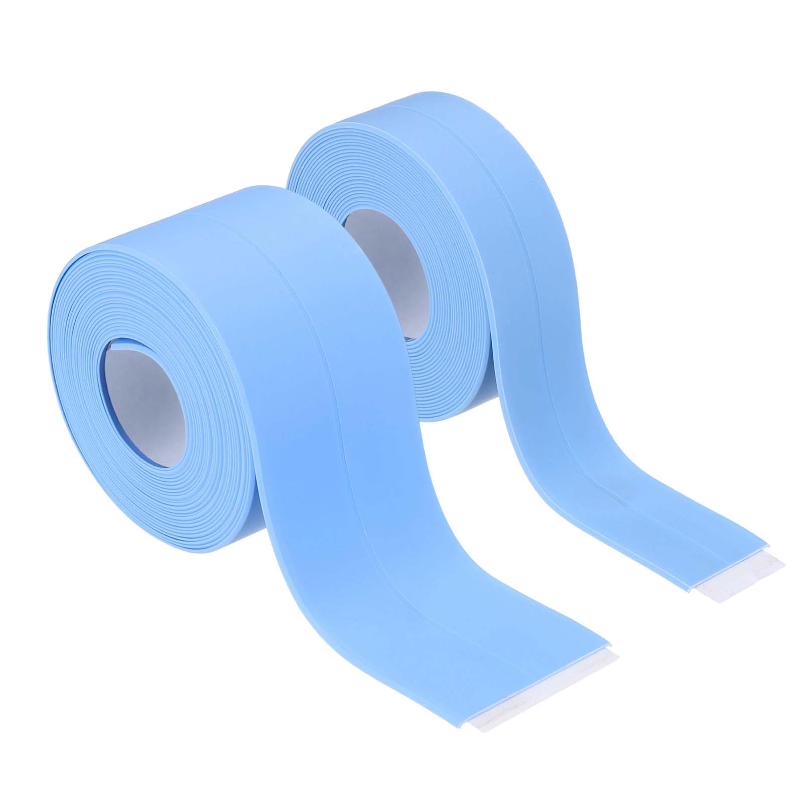 sourcing map 2 Rolls Caulk Tape Waterproof Self-Adhesive, Sealant Caulk Strip for Bathroom Bathtub Toilet Kitchen Countertop Floor Wall Edge Protector, Blue, 0.9"x10.5ft, 1.5"x10.5ft