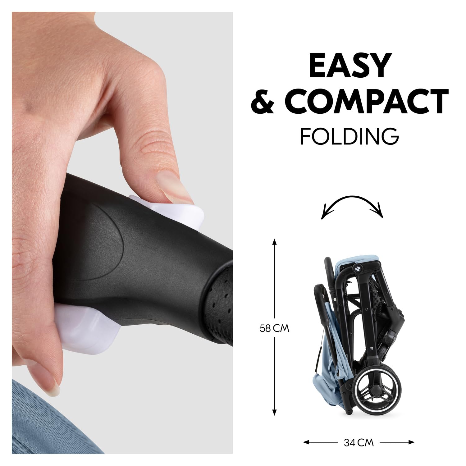 Hauck Travel N Care Plus Dusty Blue – Leichter Reisewagen mit Regenschutz, Kopfkissenfederung, kompakt & faltbar, UPF 50+, voll liegend ab Geburt bis 22 kg