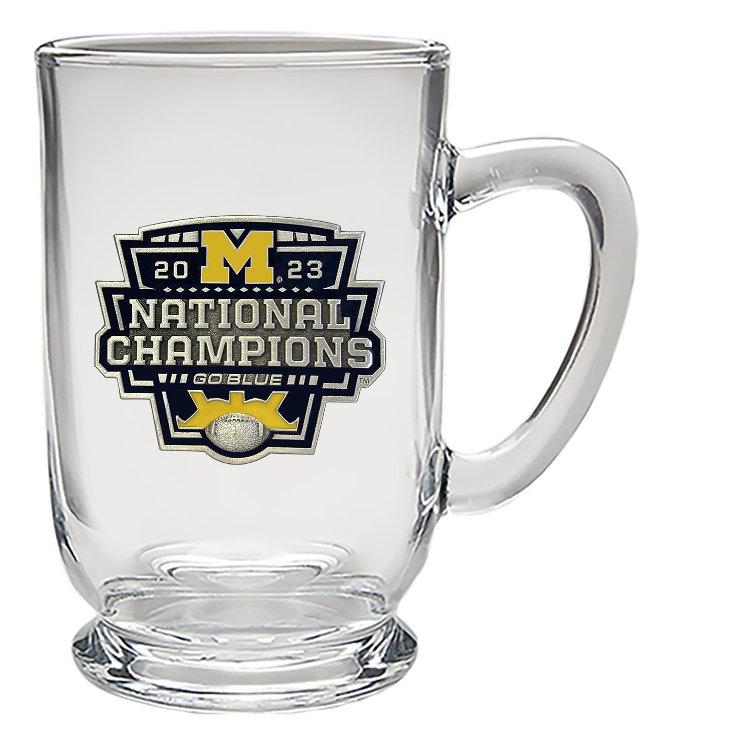 Heritage Pewter Michigan Wolverines 2023 CFP National Champions 15 Ounce Coffee Mug | Mug for Coffee, Beverages | Intricately Crafted Metal Pewter Alma Mater Inlay