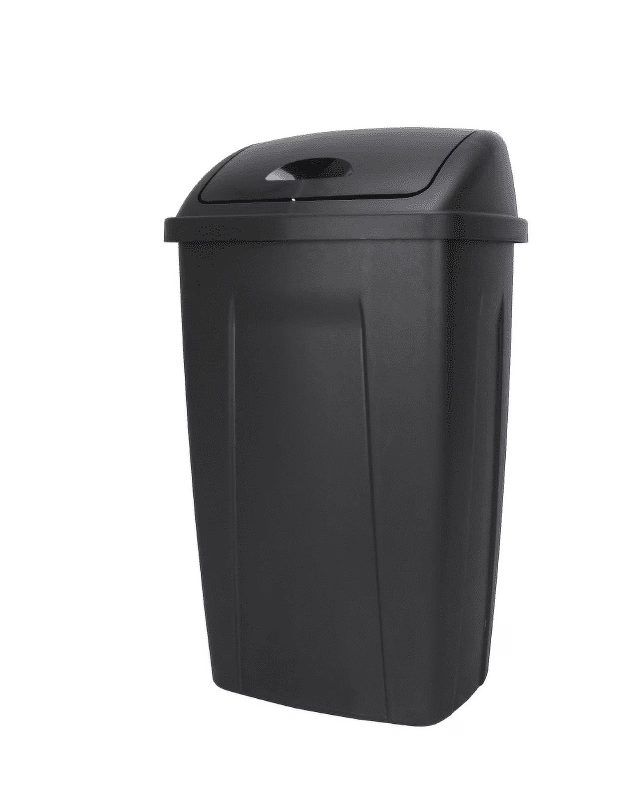 Kitchen Trash Can, 13 Gallon Plastic Garbage Bin with Swing Top Lid, Black