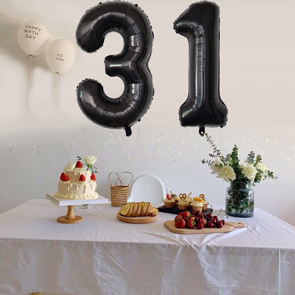 Xihuimay Palloncino Numero 15 Nero 101,6 Cm – 2 Pezzi In Alluminio Con Cannuccia, Nastro E Puntine - 2
