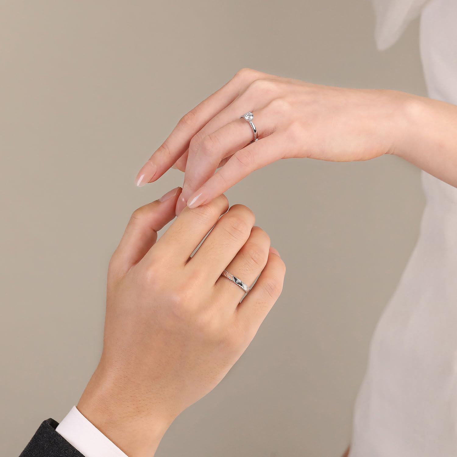 Meissa Fedi Nuziali in Argento per Donna – Anelli Promessa Regolabili con Diamante CZ da 0,5 ct – Anelli da Coppia Fatti a Mano per Anniversario e Fidanzamento