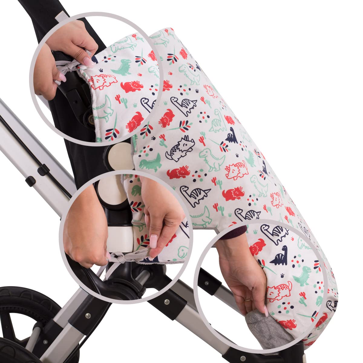 JYOKO Kids Saco Cubrepiés de Invierno Compatible con Portabebés, Sillas de Coche y Cochecitos de Paseo | Polar Teddy Extra Suave | Hecho en España (Dino Party, Polar Teddy - 80 Cm)