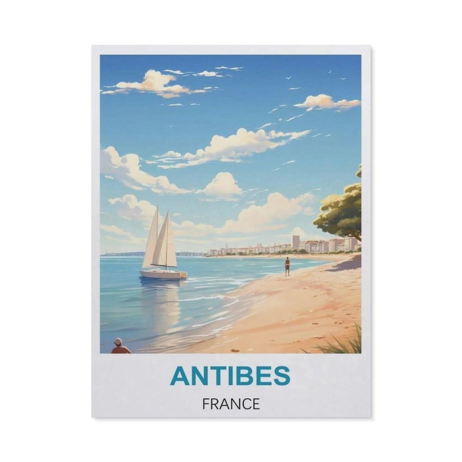 BEAYODKP Diamond Painting Kits for Adults and Kids，Antibes France Vintage Travel Posters，Full Drill Round Rhinestone Paint with Diamonds（50 x 60 cm/19.68 x 23.62 inches）-BZ72