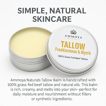 Grass-Fed Tallow Balm with Chamomile Gentle Natural Moisturizer for Face & Body, 2 oz