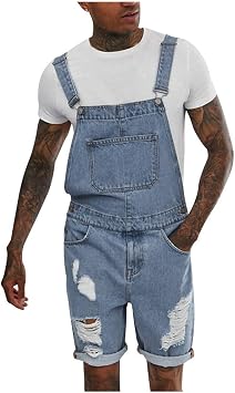 MNRIUOCII - Mono de Peto para Hombre, pantalón Corto Vaquero de Peto,  pantalón Corto de Peto, pantalón Vaquero, Pantalones Vaqueros Vaqueros,  Hombre, Azul, XXX-Large : Amazon.es: Ropa