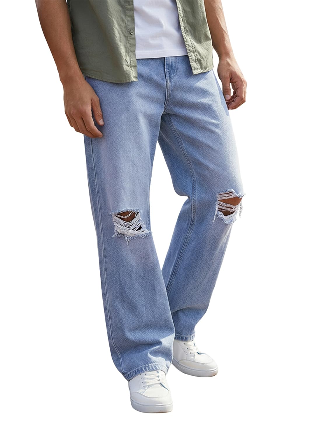 Men Mid Rise 100% Cotton Solid Straight Fit Jeans|Straight Fit Jeans – Regular Fit | Classic Denim Pants | Everyday Casual-image-17