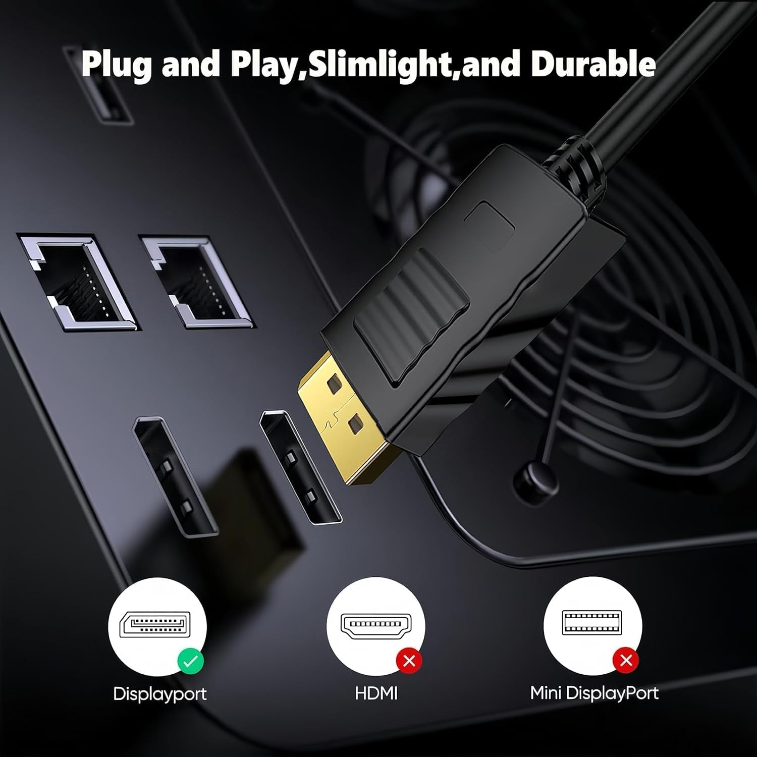 Cavo DisplayPort da 3 m, confezione da 10, cavo DP da 3 m [4K a 60Hz, 2K a 165Hz, 2K a 144Hz], cavo DisplayPort ad alta velocità 120Hz 144Hz 165Hz per monitor da gioco, scheda grafica, TV, PC