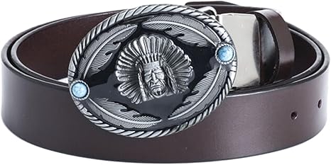 Heren riem, Cowboy Western lederen riem voor mannen, riem met de Indianen stijl patroon gesp koeienhuid riem,Brown b,100CM/39.4 Heren riem, Cowboy Western lederen riem voor mannen, riem met de Indianen stijl patroon gesp koeienhuid riem,Brown b,100CM/39.4