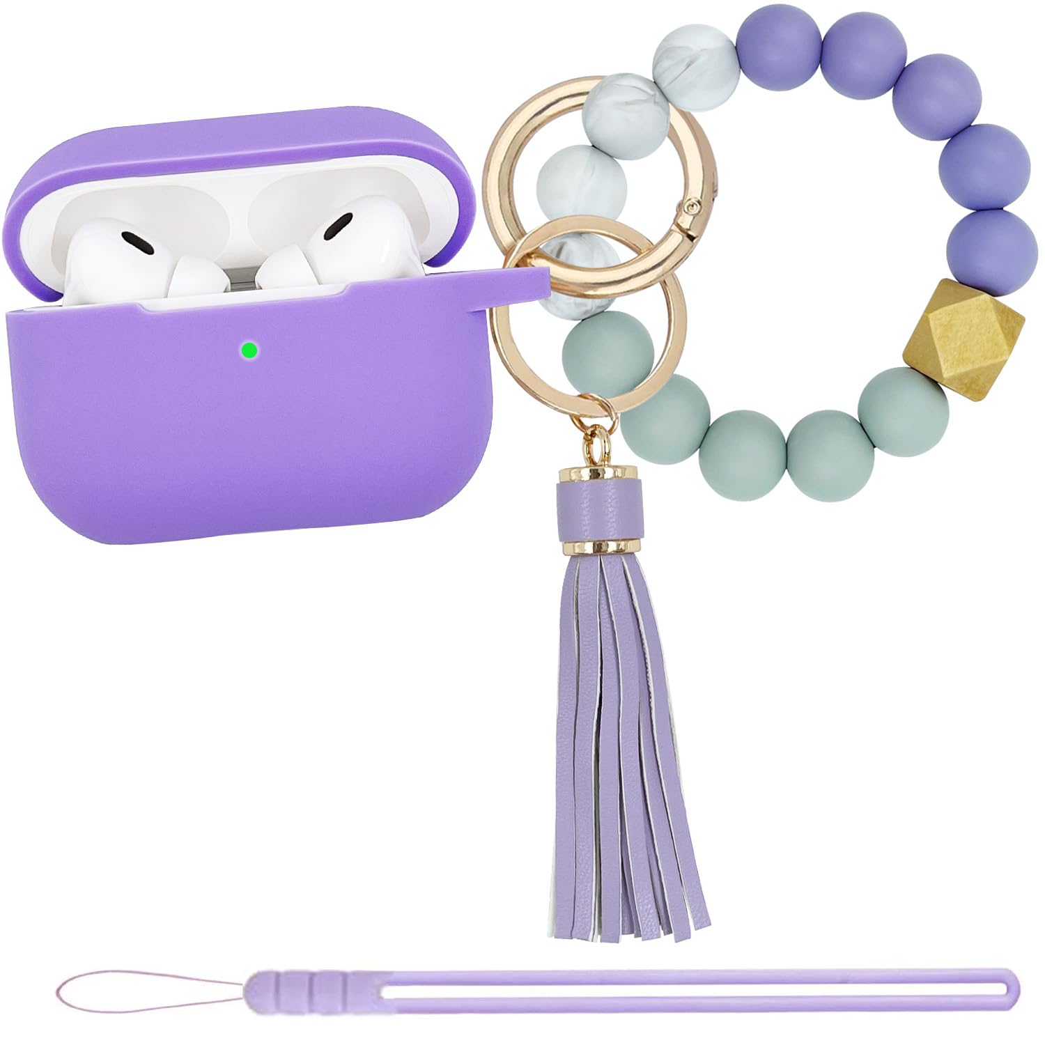 Compatible with Airpods Pro 2nd Generation Case Cover 2022, Soft Silicone Protective Cover with Bracelet Keychain for Apple Airpods Pro 2 Case for