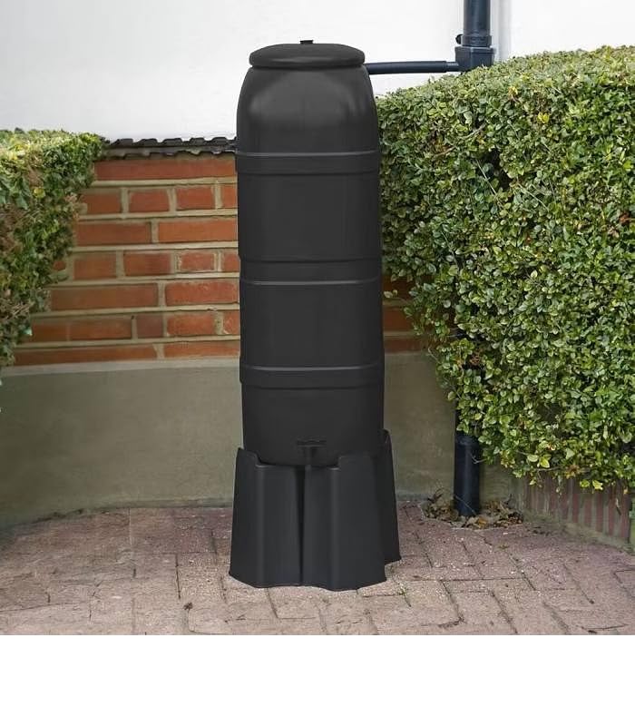 Original Organics 100L nero Slimline salvaspazio serbatoio acqua con coperchio e rubinetto