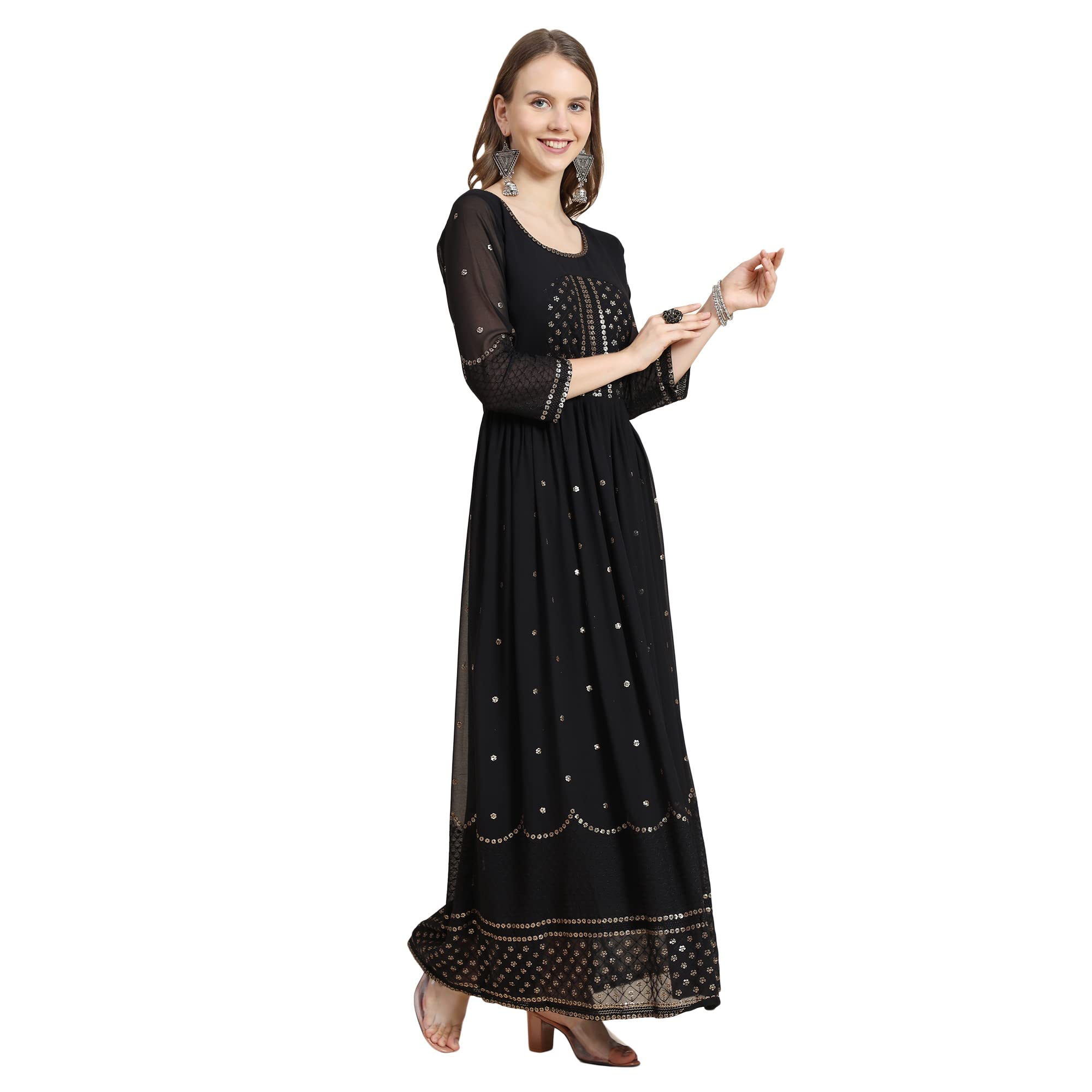 ROYALICA Robe Georgette Anarkali longueur cheville pour femme