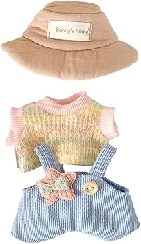 CALEMBOU Plush Doll Clothes, Cute Plush Dolll Clothes Suit for 10cm Kimmon Mimon, Kawaii 6 Inches Doll Clothes Accessories Set for Birthday Gifts (Colorful T-Shirt Set)