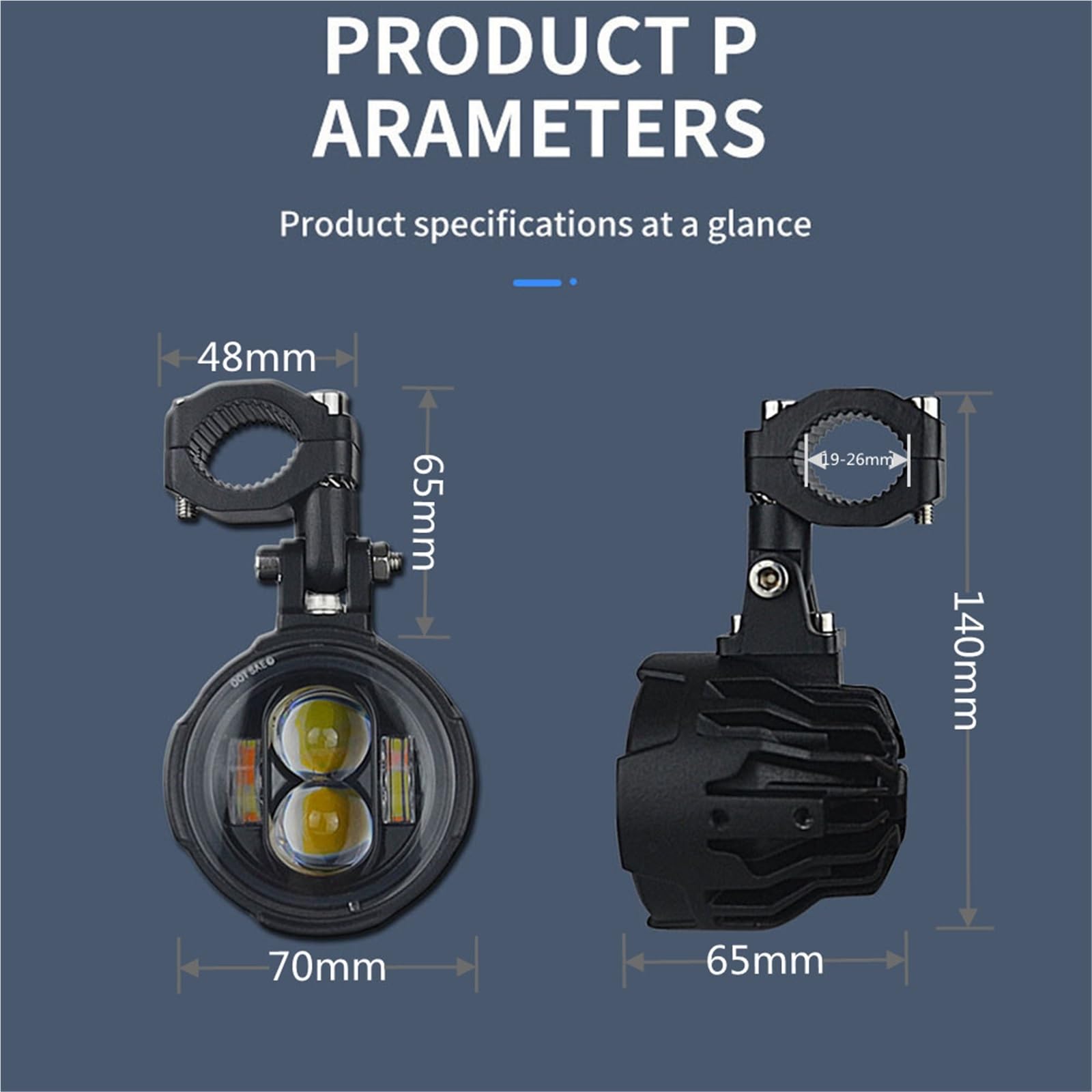 feu additionnel moto Phares antibrouillard à LED pour moto, feux auxiliaires de conduite, projecteur, clignotant bicolore