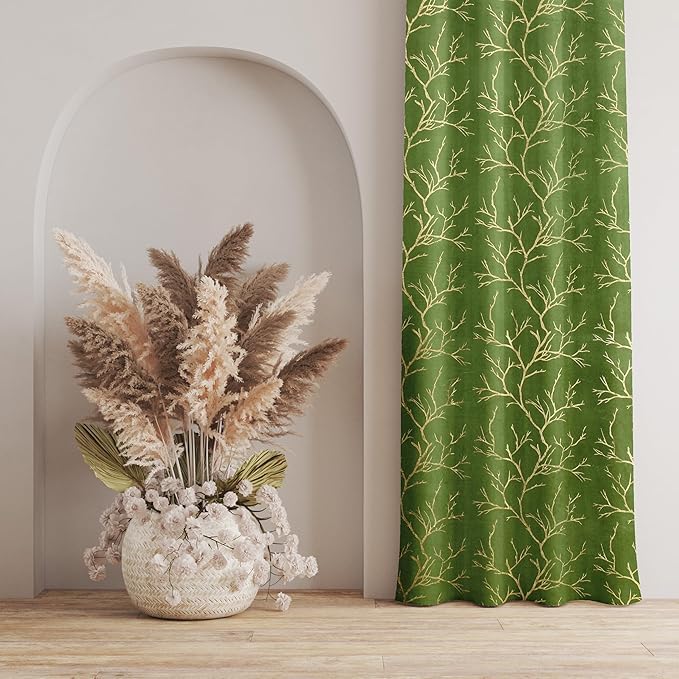 Image of Homefab India Velvet Curtains Room Darkening - Window 6 feet, Pack of 2 Curtain /Panel, Green