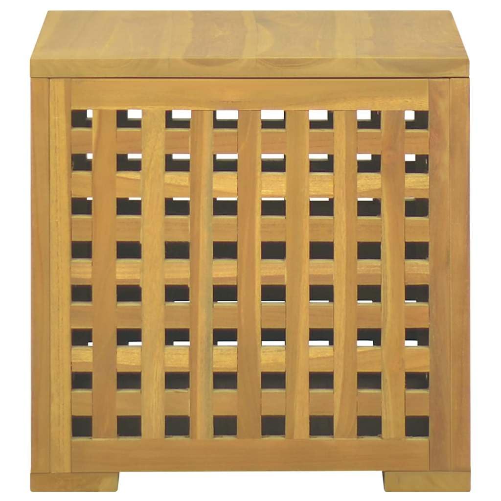 Seilbox aus massivem Teakholz 40x40x40 cm mit Sitzfunktion wetterfest für Garten Balkon Terrasse Outdoor mit Stauraum und Schutz für Kissen Auflagen und Zubehör