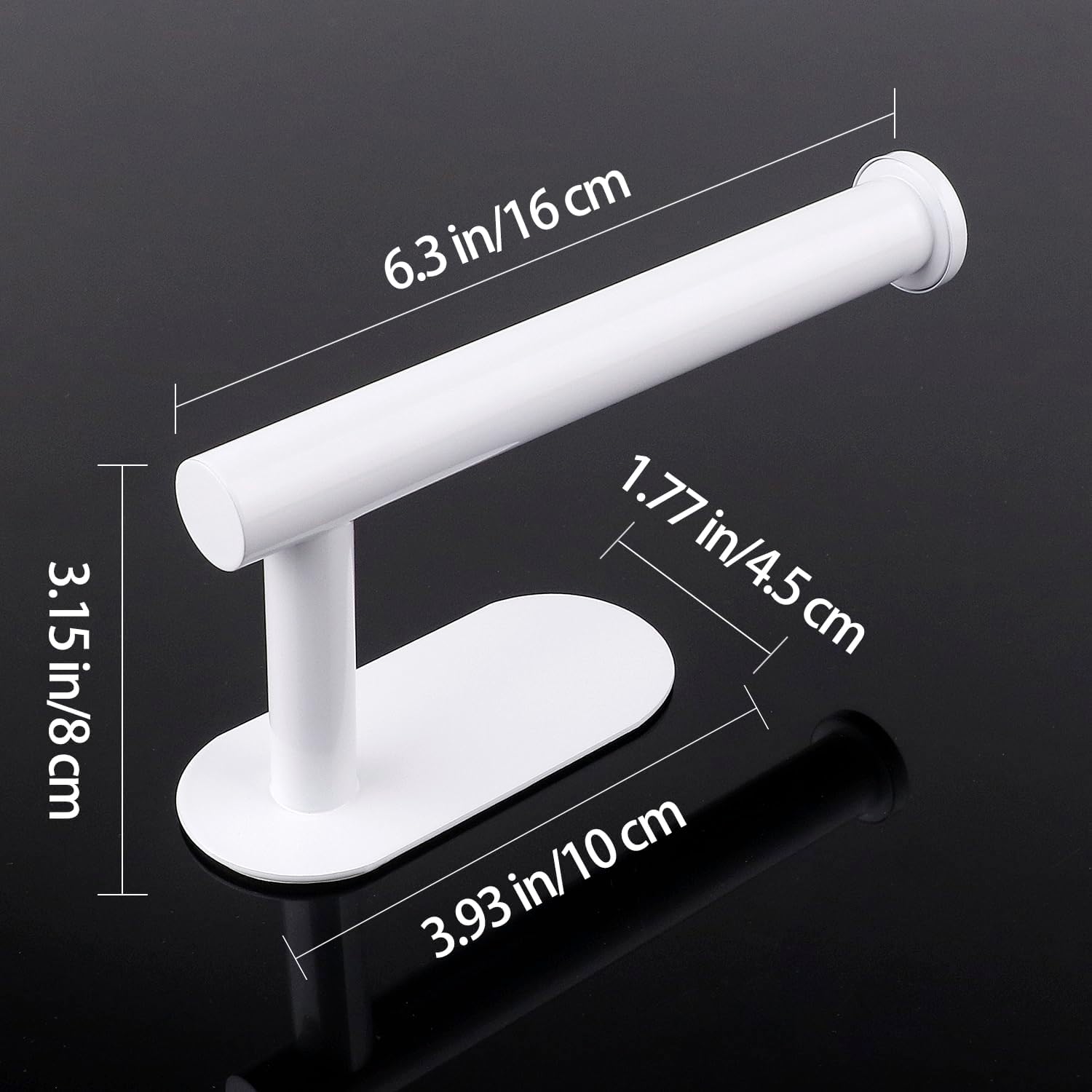 White Toilet Paper Holder, Self Adhesive Toilet Paper Roll Holder No Drilling Wall Mount for Kitchen, Bathroom, Toilet image 5