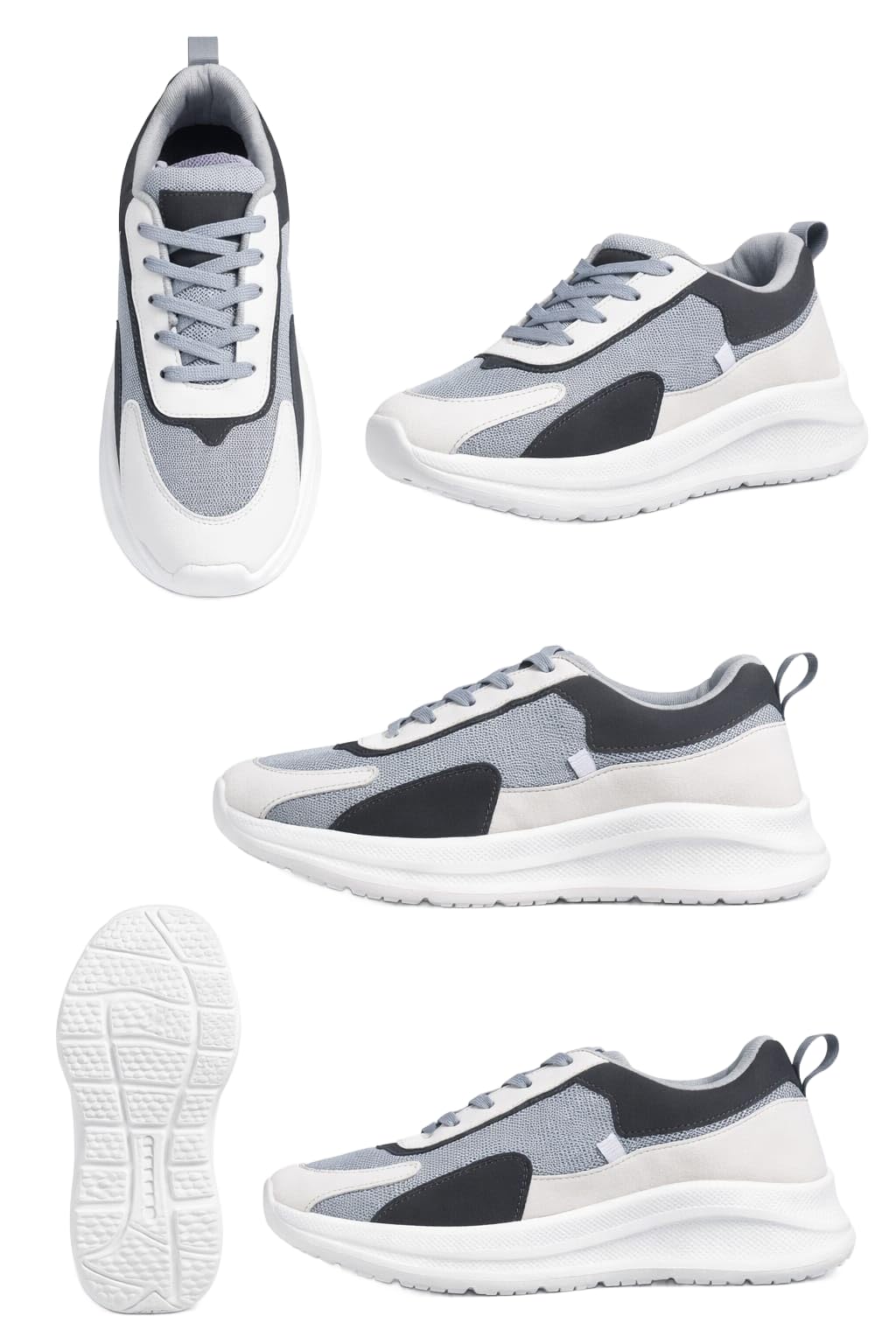 Grey Lace-Up Casual Sport Sneakers Bio Magnetic Shoes USS-GRY-006-image-43