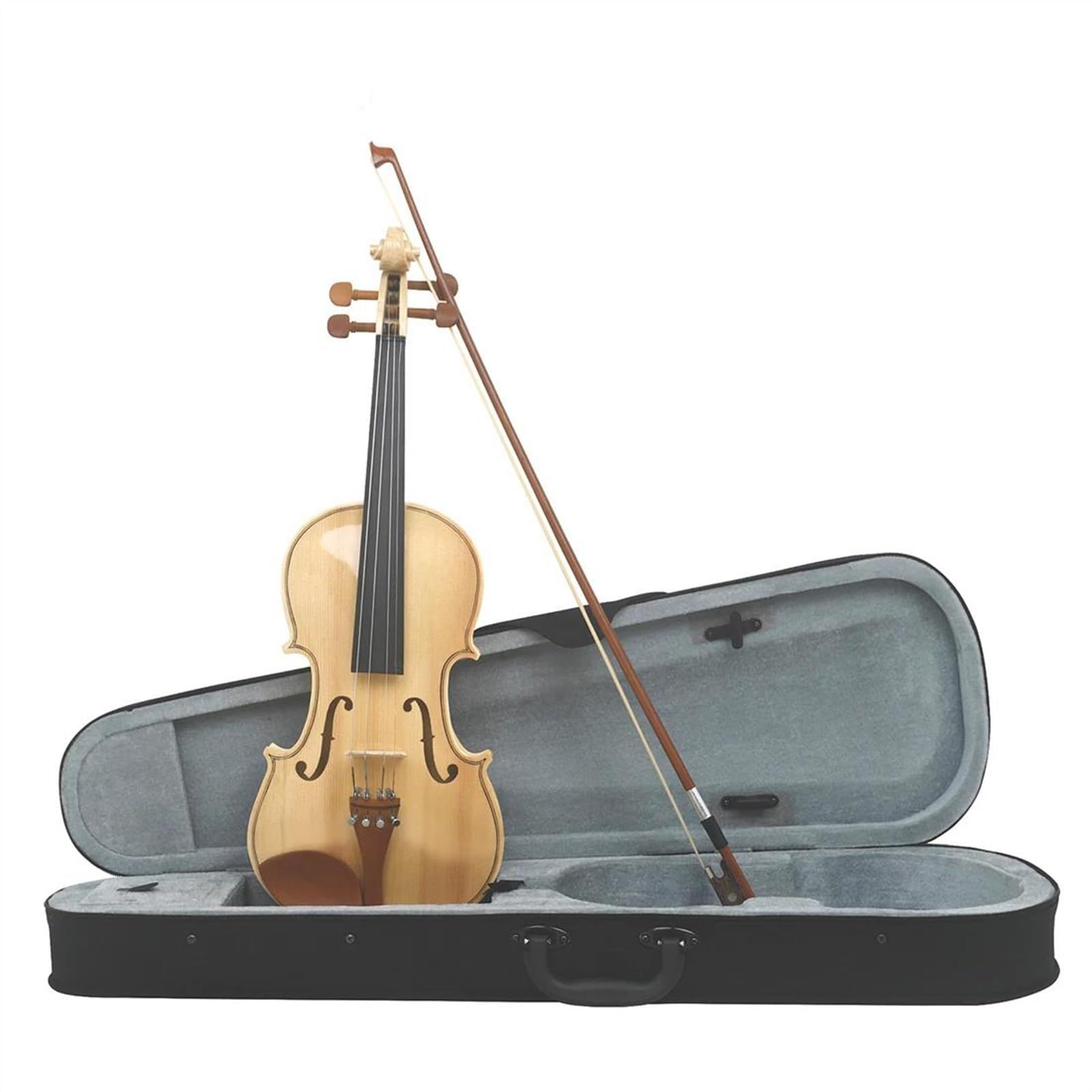 Violine 4/4 Violine Handgeschnitzt Holzfarbe Violinensatz(Violin Set)