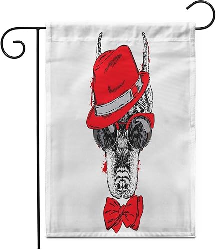 28"x 40" Garden Flag Watercolor Beautiful Doberman Wearing Glasses Hat and Tie Pedigree Outdoor Double Sided Decorative House Yard Flags