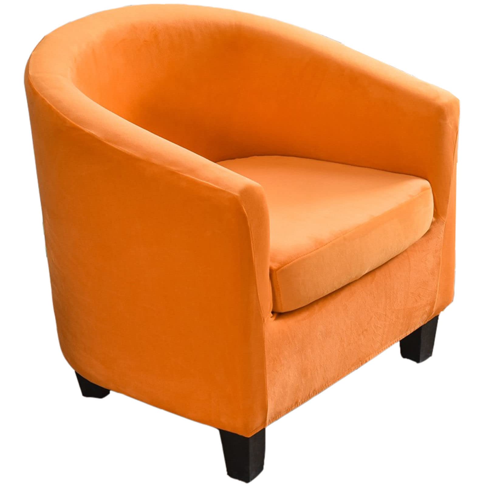 JHLD Velvet Club Chair Slipcover, 2 Pieces Stretch Tub Chair Cover Elastic Tub Chair Slipcover With Elastic Bottom Machine Washable For Living Room-Orange-2 Piece