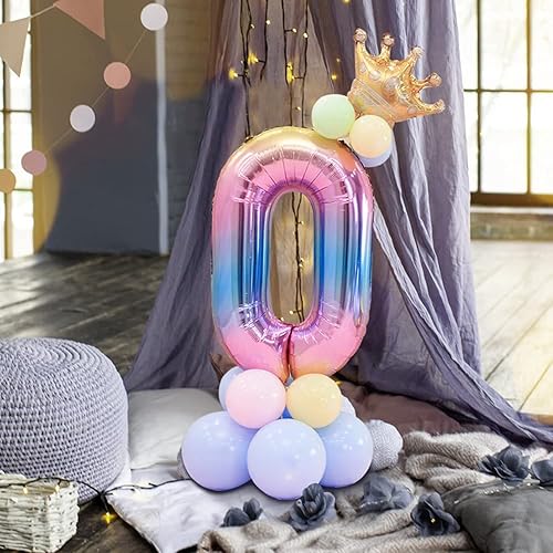 Miniatura 9 de Juego de globos de papel de aluminio para fiesta de cumpleaños de 32 pulgadas, tamaño grande, color arcoíris número 1 (2)