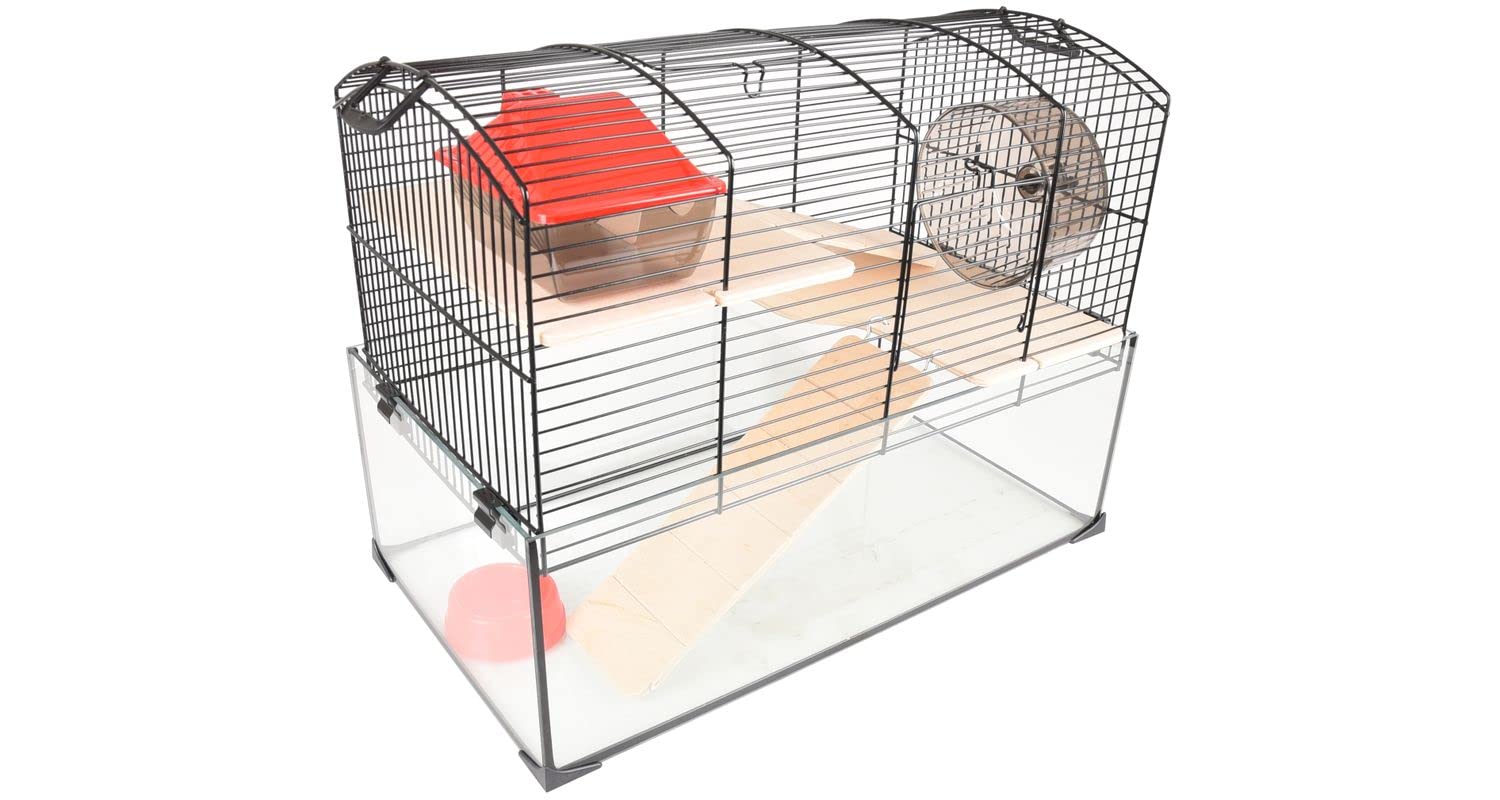 Flamingo Hamsterkäfig Vitru 1 – Schwarz, 51,5 × 29 × 40 cm | Stilvoll, Robust & Perfekt für kleine Nager!