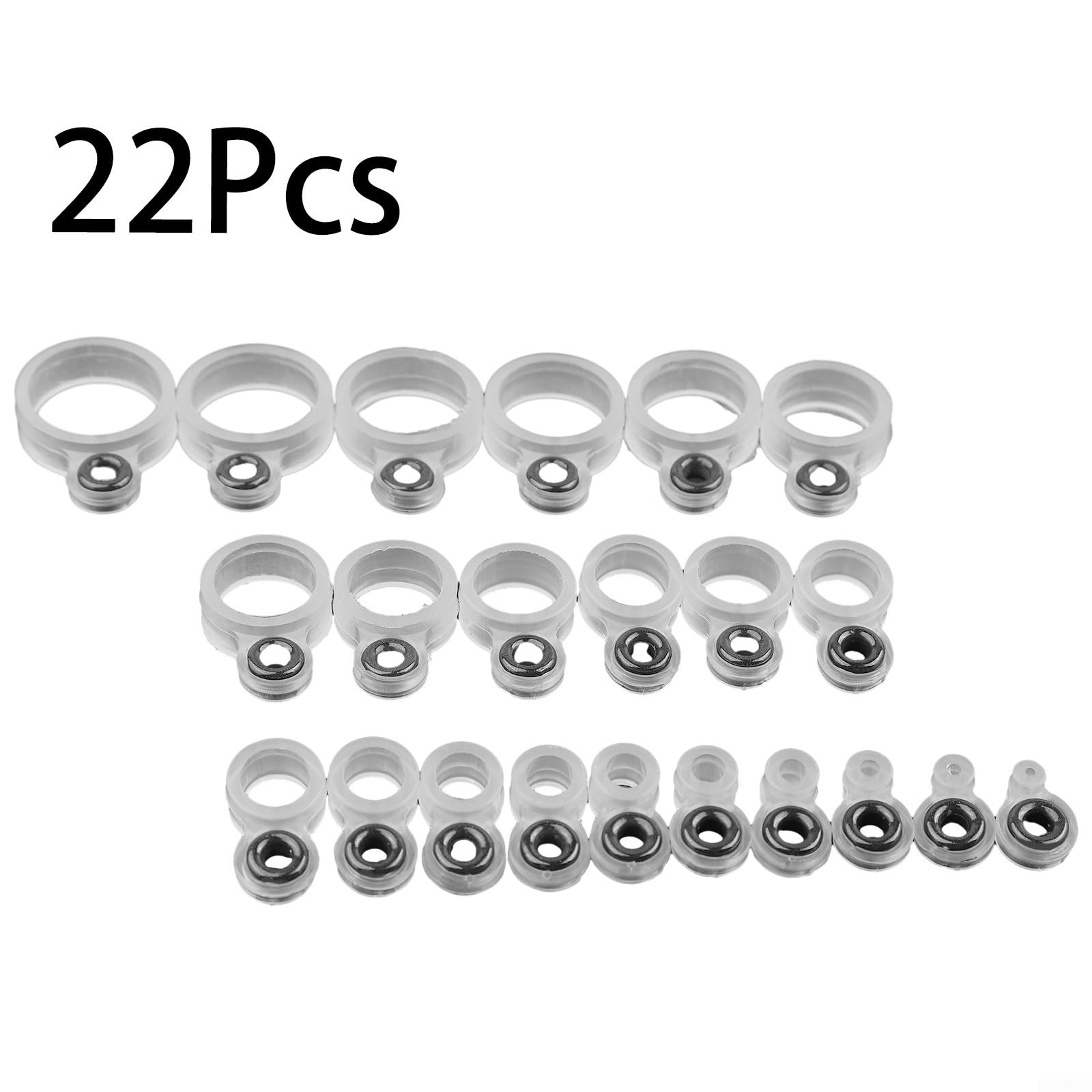 Anneaux de guidage en silicone pour canne à pêche avec inserts en céramique, kit de réparation de pointe de ligne blanche transparente pour la mer, la plage, le bateau, la pêche, 14 ou 22 pièces de