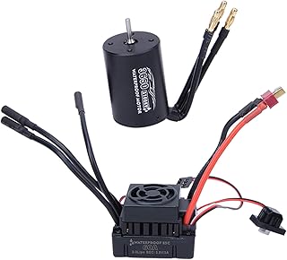 Rc Car Esc, Peso Leve, Metal + Pl¨¢stico Preto 60A Controlador Eletr?nico de Velocidade 1/10 Rc Motor Esc para Reduzir a Carga de Modelos de Carros (3100KV)