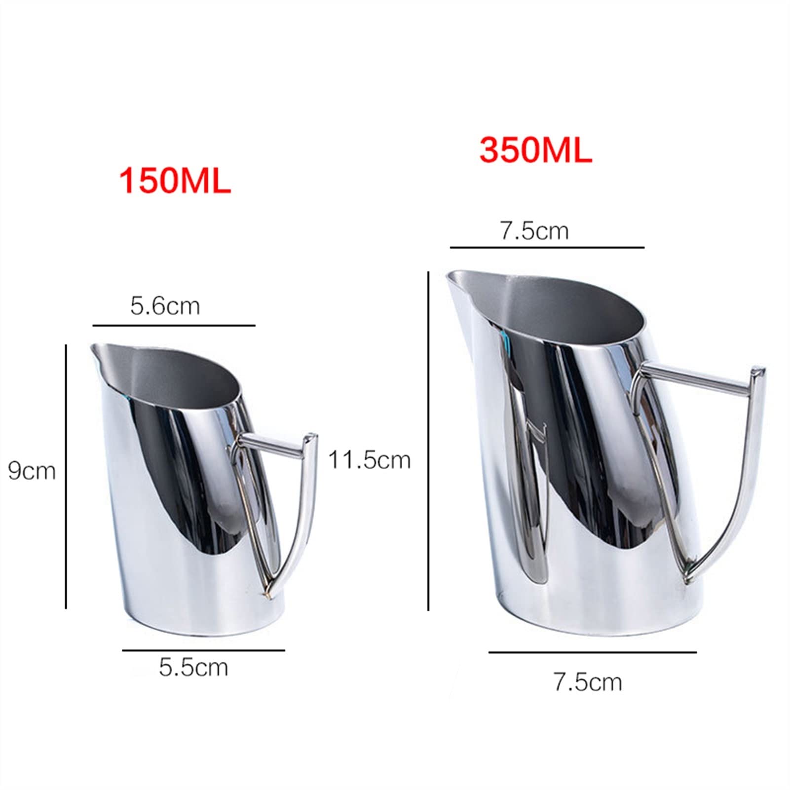 Milchkrug Edelstahl Milchschaumkugel 15 0ml 350ml. Espresso-Kaffee-Pitcher Barista-Handwerk Kaffee-Milch-Schaumkugelkugel Milchkännchen Porzellan (Color : 150ML)