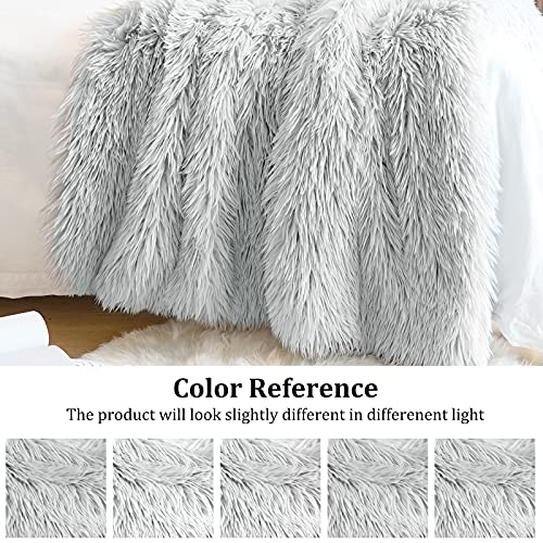 Joniyear Extra 2.8" Long Hair Fluffy Faux Fur Throw Blanket 50" X 60", Luxury Soft Decorative Fuzzy Furry Blanket For Couch Sofa Bed, Accent Cozy Plush Shaggy Blanket, Thick Warm Blanket, Winter, Grey #TOP1