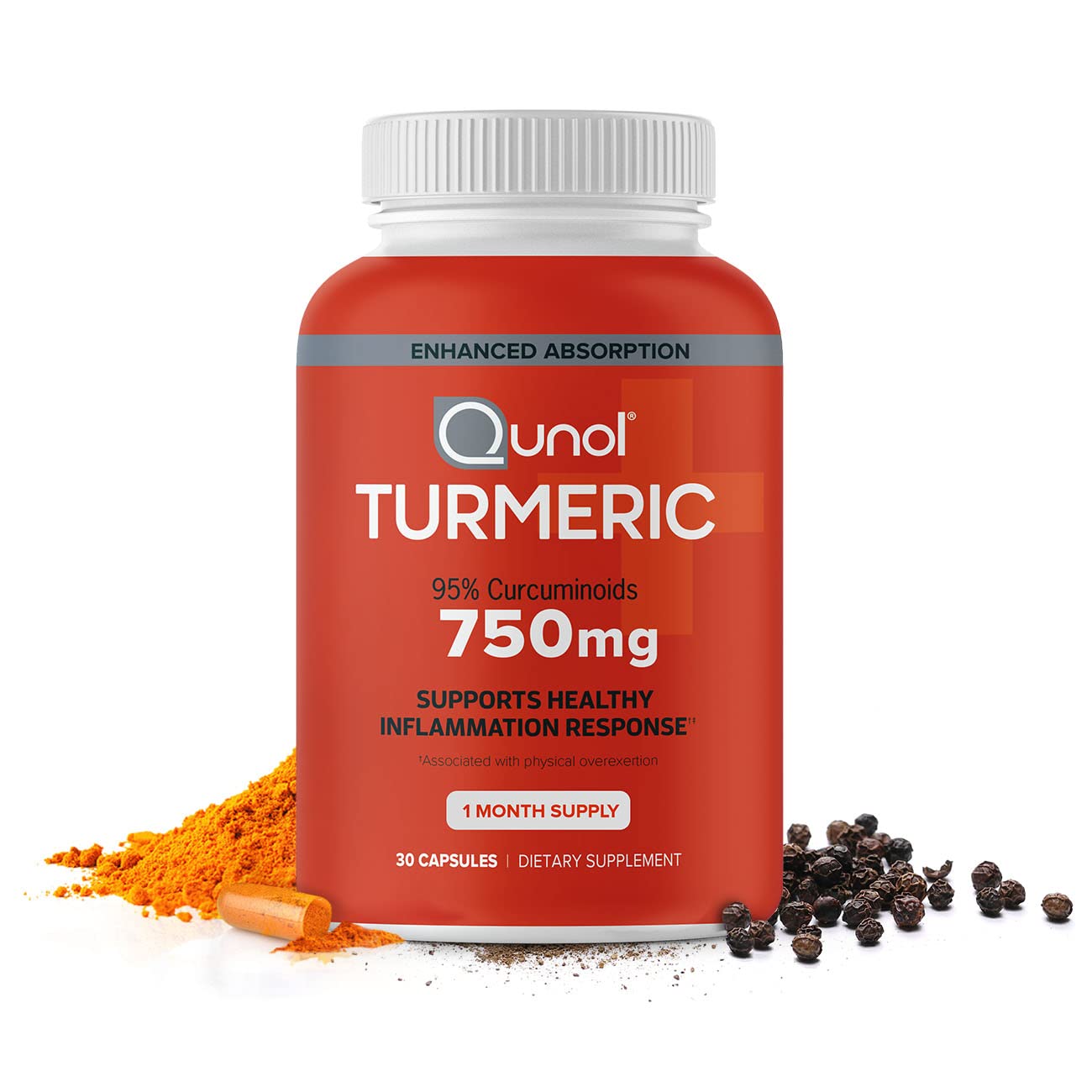 Buy Qunol Turmeric Curcumin 750mg, Black Pepper Extract for Enhanced