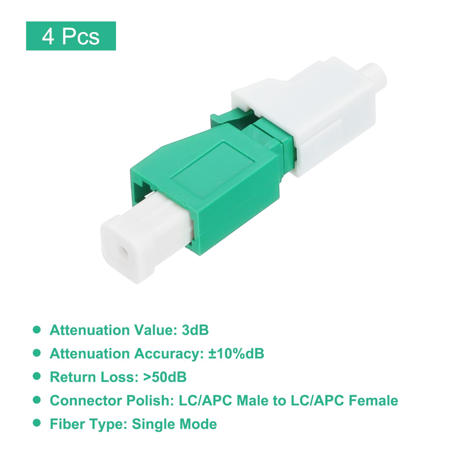 QUARKZMAN 3dB LC Atténuateur de Fibre, LC/APC SM Atténuateur à Fibre Optique Fixe Monomode Mâle à Femelle pour la Transmission par Fibre Optique Paquet de 4