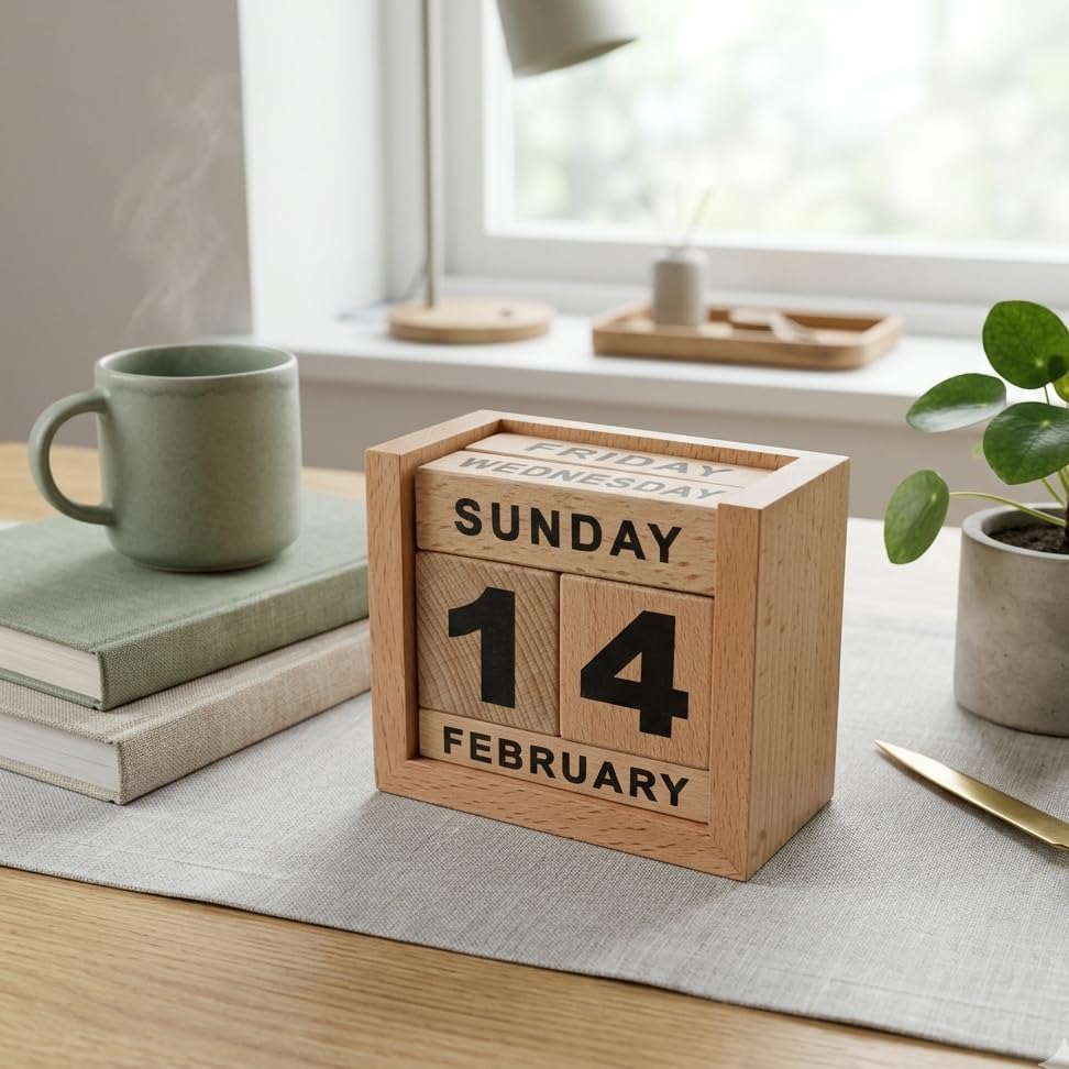Image of STAR CRAFT Calendar Wooden Table /Desk Calendar