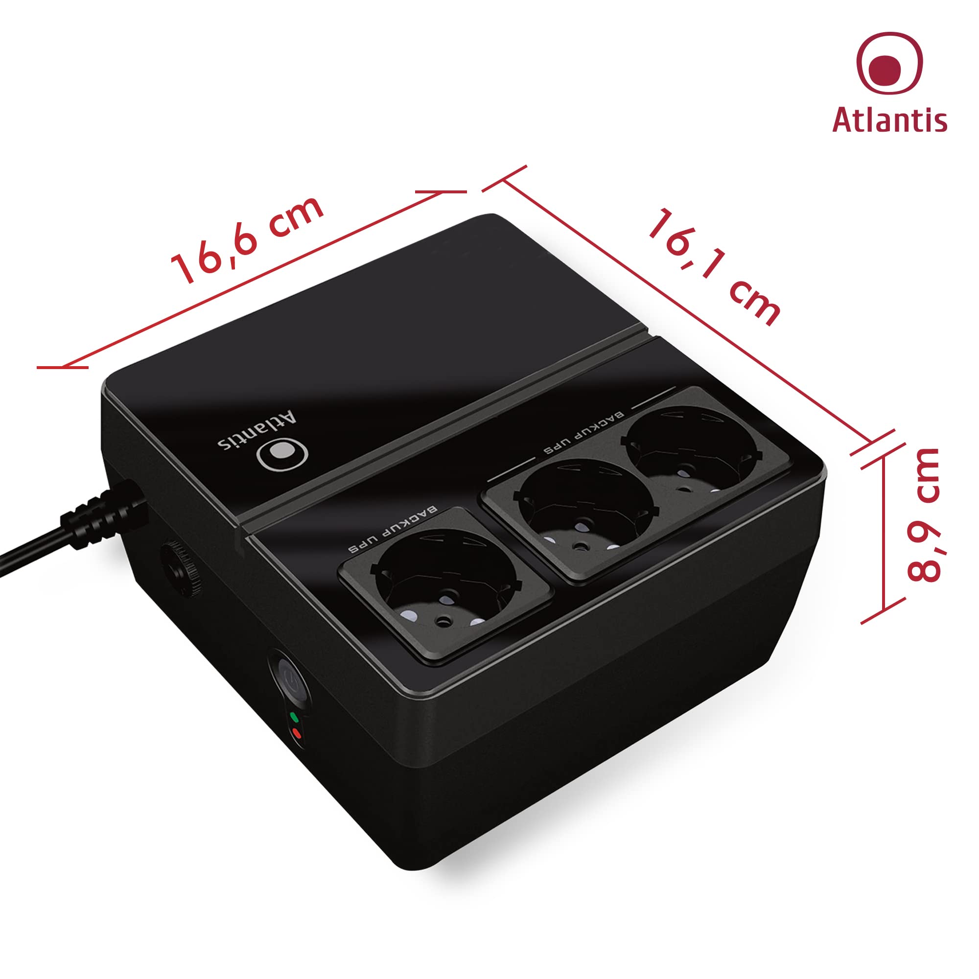 Atlantis OnePower 700, UPS OffLine 700VA/300W, 3 prese Schuko, 1 Batteria 12V 4.5Ah [Italia]