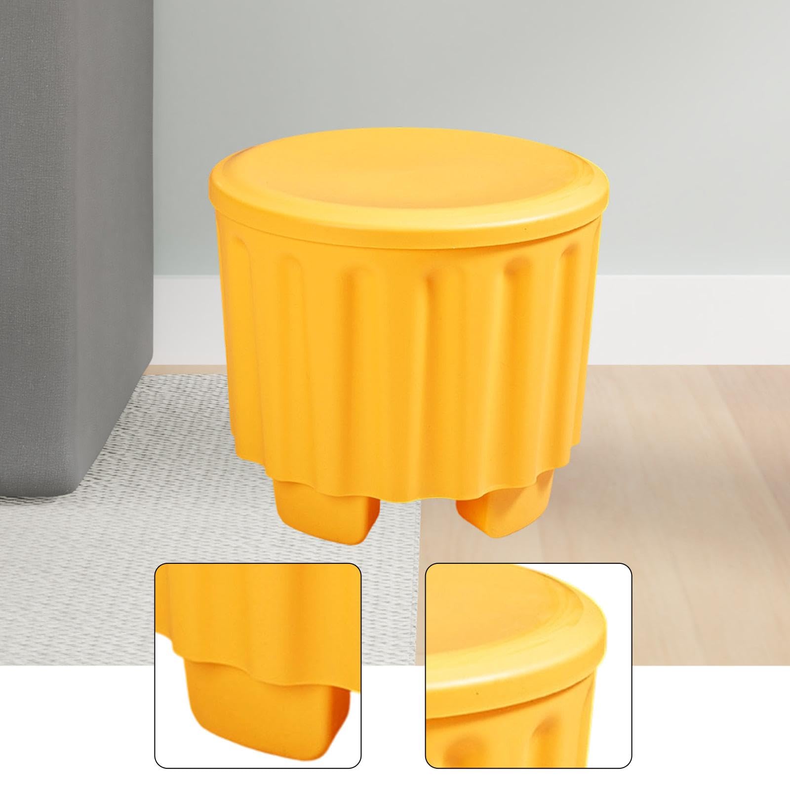Pouf Contenitore, poggiapiedi, Sedia da toeletta per Bambini e Adulti, Sgabello per Cambio Scarpe per corridoio, Camera da Letto, Soggiorno, Giallo
