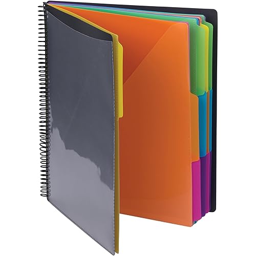 Smead Project Organizer, 24 Pockets, Grey with Assorted Bright Tabs, Tear Resistant Poly, 1/3-Cut Tabs, Letter Size (89206)