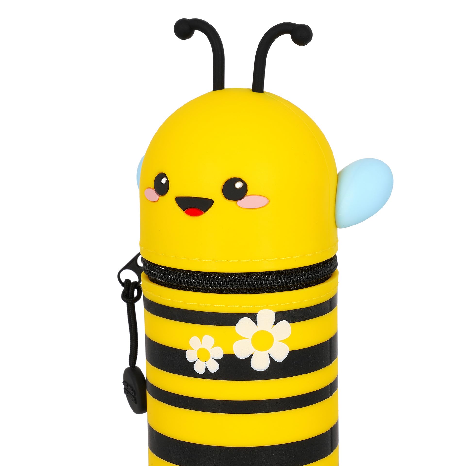 Legami - Kawaii Piórnik szkolny 2 w 1 z miękkiego silikonu, motyw pszczoła, piórnik na stół, zamknięcie na zamek błyskawiczny, długopisy kredkowe, wys. 21,5 cm