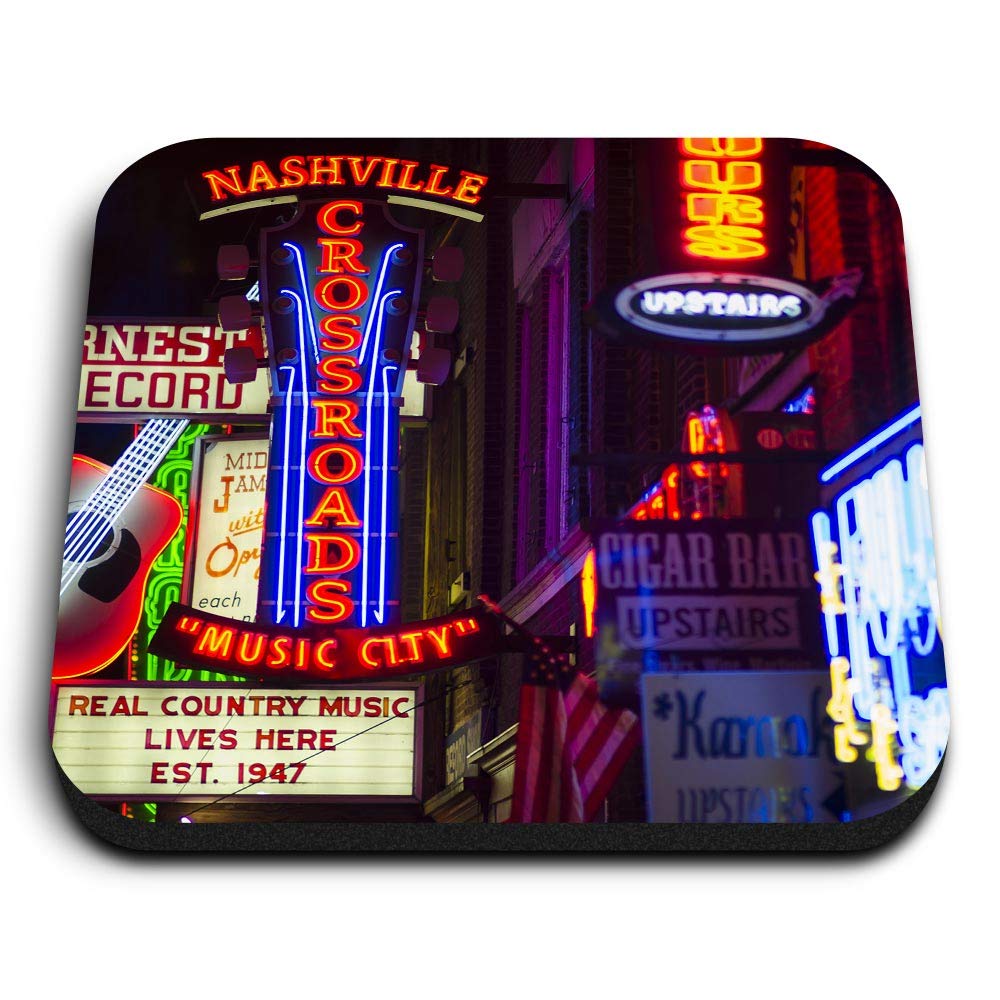 Destination Vinyl Ltd Multicolor 1 X Square Mdf Fridge Magnet - Nashville Country Music Neon Signs 45832