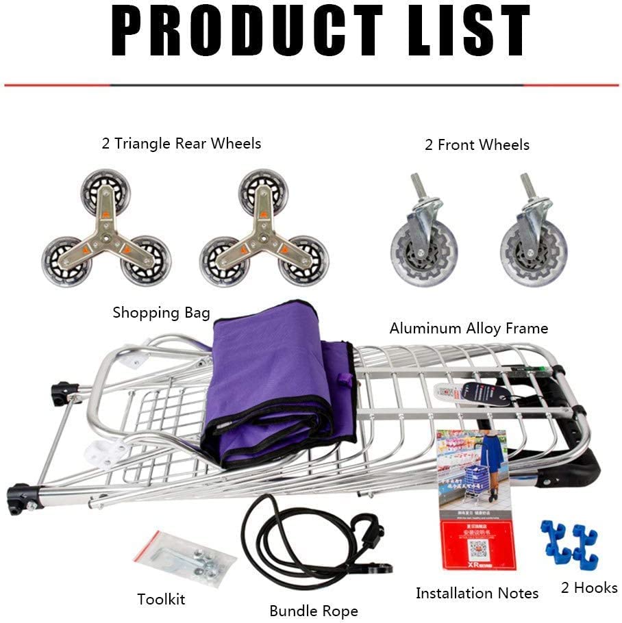 Einkaufstrolley Klappbar Einkaufswagen Faltbarer Trolley-Wagen - 35 kg Tragfähigkeit Drehgriff Einteiliger Aluminium… – Bild 8