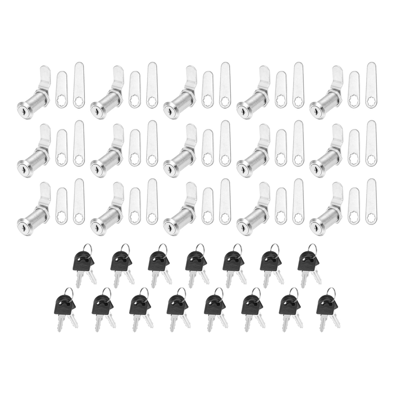 PATIKIL Lot De 15 Serrures D'armoire à Clé Identique De 3,8 Cm Avec Clé, Cylindre De Rechange Pour Tiroir De Camping-car, Chariot De Rangement, Boîte Aux Lettres, Argent