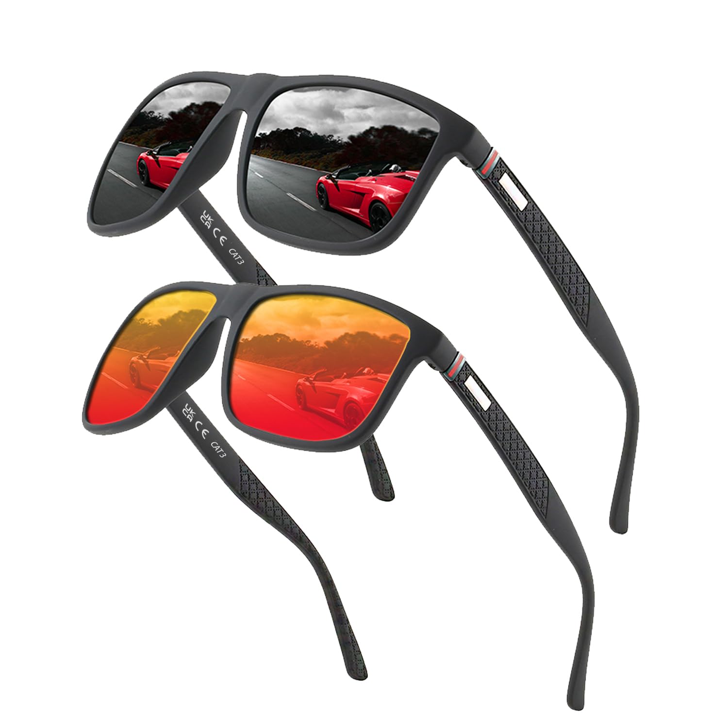 Occhiali da Sole Polarizzati Uomo Donna, Occhiali Vintage Eleganti Montatura Classica, Lenti Pilota HD, Golf Guida Pesca Occhiali da Viaggio Sport all'Aria Aperta Moda Occhiali da Sole